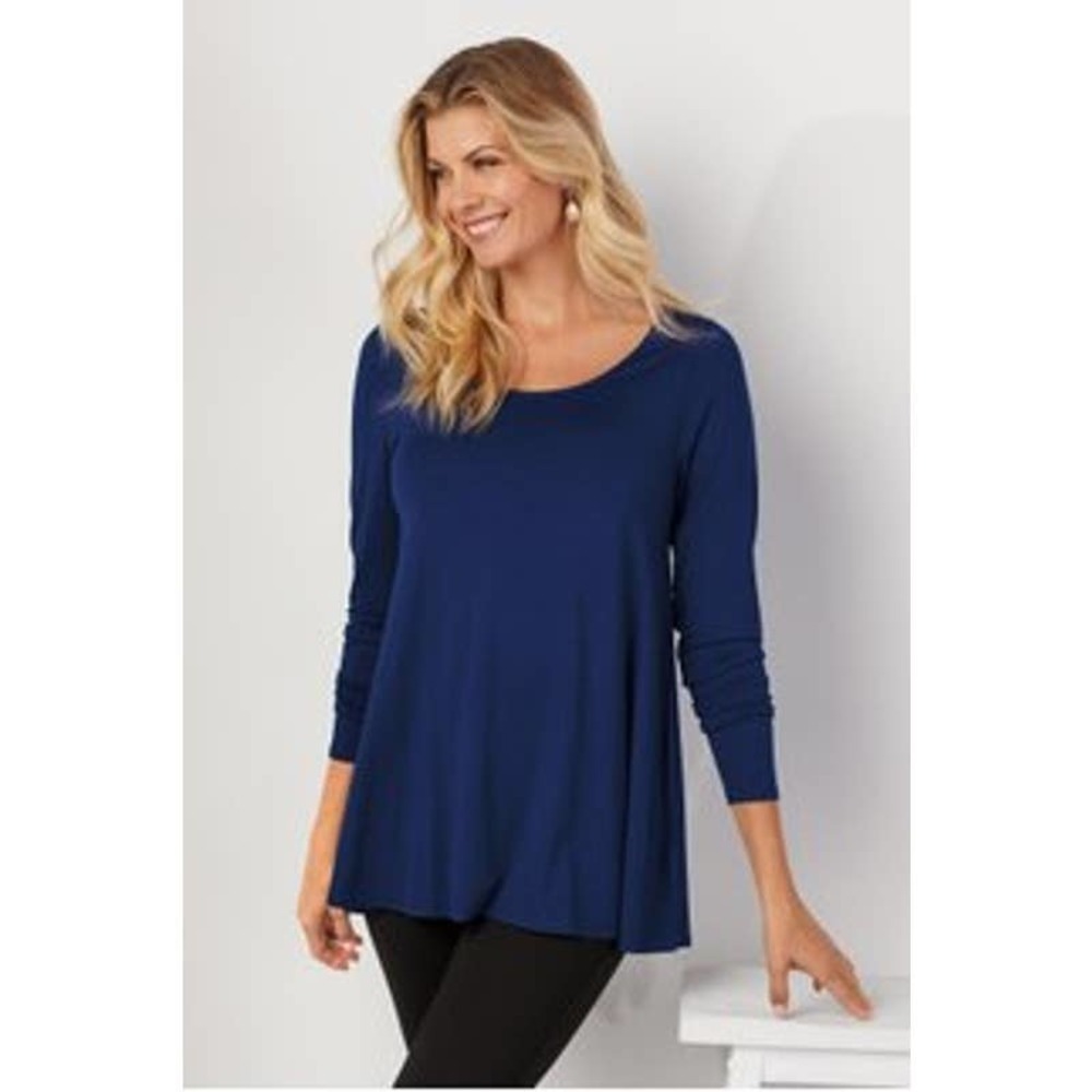 Soft Surroundings Basic Layering Tee Size S Super Soft Long Sleeve Stretch Blue